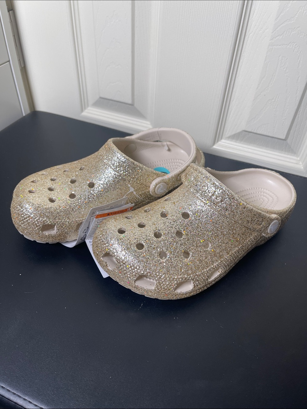 CROCS Glitter Classic Clogs in Gold